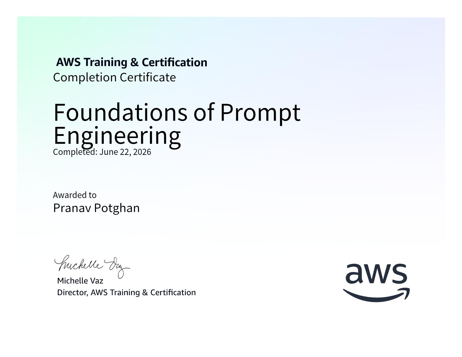 AWS Prompt Engineering Certificate
